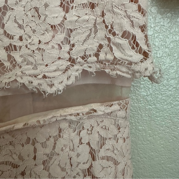 ASOS‎ Lace Crop Top Midi Pencil Dress Sz 0 Pink - Picture 2 of 15